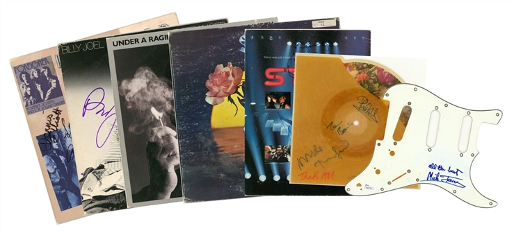 Lot of (7) 1970s Musicians Single & Multi Signed Album Covers & Program (JSA)